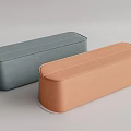 Modern Simple Rectangular Upholstered Footstools In Gray And Orange Tones 3d model
