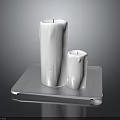 White Decorative Candles Placed On Minimalist Square Tray For Home Decoration