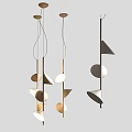 Modern Geometric Pendant Lights With Circular Triangular Shapes And Metal Hanging Design 3d model