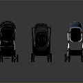 Modern Baby Strollers Display With Black Dark Blue And Light Blue Designs