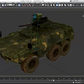Functional Military Armored Vehicle With Camouflage Paint Six Wheels And Top Mounted Weapon System