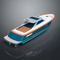Stylish Blue And White Yacht Design With Brown Deck And Open Cabin