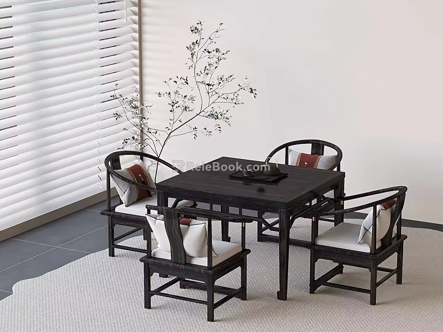 Quiet Solid Wood Square Table and Chair New Chinese-style Eight Immortals Table and Chair Square Dining Table Chess and Card Table 3d model
