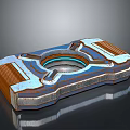 3D Model of Rectangular Blue Brown Silver Device with Circular Center and Metallic Texture 3d model