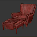 Black Leather Single Seater Sofa with Ottoman Brown Blanket and Wooden Legs