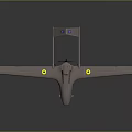 Gray Unmanned Space Drone With Yellow Wing Markings Blue Tail Emblem And Aeronautical Design