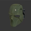 Futuristic Green Tech Protective Mask With Structured Design Front Vents And Light 3d model