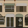 Various Window Awnings And Decorative Architectural Design Elements 3d model