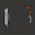 Modern Watch With Orange Leather Strap Black Dial And White Numbers