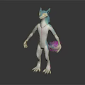 Game Movie Character With Blue White Anthropomorphic Animal Head 3D Model Standing Pose