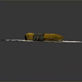 Yellow Banana Taped with Gray Tape Crossed on White Round Paper Against Gray Background