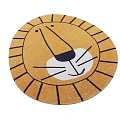 Round Lion Face Shaped Carpet With Yellow Base And Black Lines White Cheeks