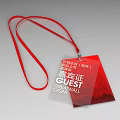 Staff ID Card With Blue Lanyard And Great Wall Text On Clear Plastic