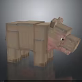 Blocky Style 3D Character Hippo Creature With Pink Color And Cartoon Design Digital Art Render