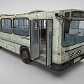Old Rusty Bus With Open Door And Visible Interior Seats White Body And Worn Exterior
