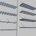 Various Outdoor Awning Designs With Metal Frame Grille Patterns And Wall Mounted Structures 3d model
