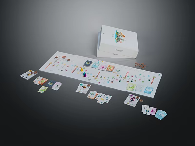 Vibrant Board Game Entertainment Set With Decorative Box Expanded Board Cards And Pieces 3d model