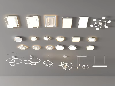 Modern Ceiling Lights with Various Designs Round Square Shapes and LED Illumination 3d model
