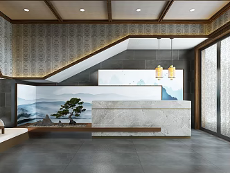 New Chinese Front Desk 3d model