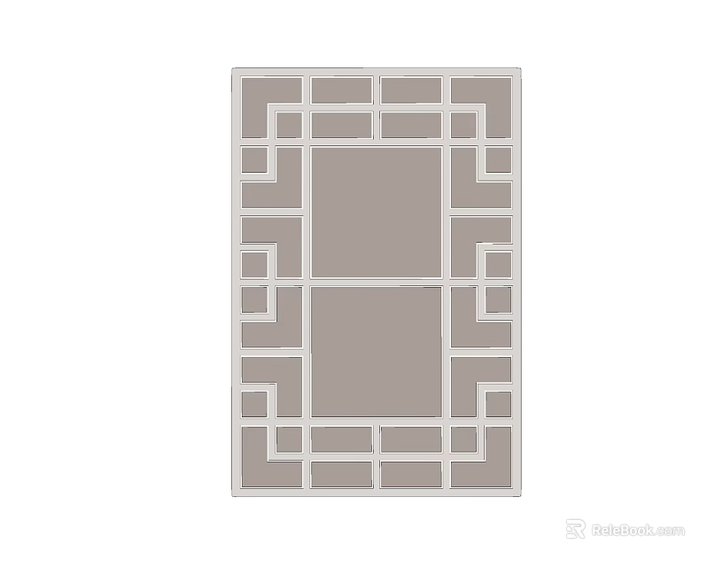 Gray Square Rug With White Geometric Pattern And Modern Design 3d model