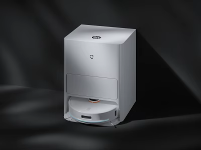 Modern White Household Appliance Smart Cleaning Robot Dock with Sleek Design and Automatic Docking 3d model