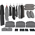 Various Clothes Hanging And Stacked With Different Styles And Neutral Tones 3d model