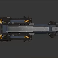 Dark Colored Industrial Robotic Arm With Yellow Warning Stripes Base Wheels And Top Sensor