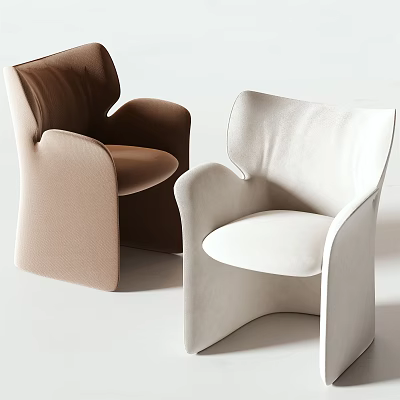 Modern Accent Chairs Brown and White Curved Upholstered Design for Home Living Room Decor 3d model