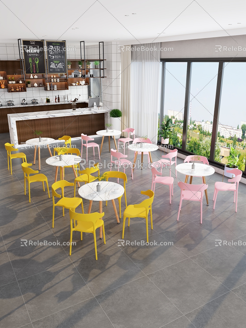 Milk Tea Shop Leisure Tables and Chairs Negotiation Tables and Chairs 3d model