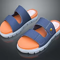 Blue Strap Slippers With Orange Insole White Sole And Golden Button Design