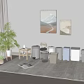 Public Trash Bins Essential Facilities With Various Colors Neat Arrangement And Indoor Decor