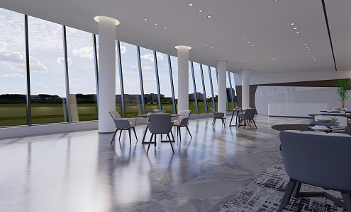 Modern Reception Area Corporate Meeting Room 3d model