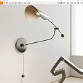 Modern Adjustable Wall Lamp With Curved Metal Arm And Round Base Beige Shade Design
