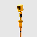 Gold Microphone On Standing Pole As Entertainment Appliance With Sleek Design