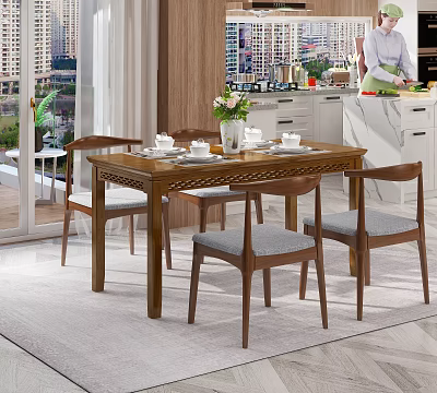 Modern Dining Table and Chair Combination Restaurant Kitchen Food Kitchenware Cabinet Fruit Balcony Dining Chair Ornaments 3d model