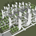 Modern Residential Complex Design With White High Rise Structures And Green Landscaping 3d model