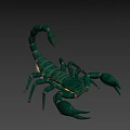 Realistic Green Scorpion 3D Model With Curved Tail And Sharp Claws