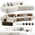 Modern Plush Sectional Sofa With Soft Pillows Throw Blanket And Multiple Colors 3d model