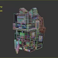 3D Cartoon Pixel Art Robot With Colorful Screens Futuristic Claws And Vibrant Design