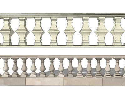 Traditional Classical Stone Railing Design With Ornate Balusters For Building Decoration 3d model
