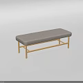 Modern Upholstered Ottoman Bench With Gray Cushion And Golden Metal Frame
