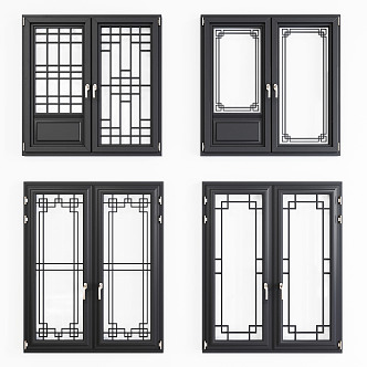 New Chinese casement window 3d model