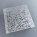 White Square Coffee Table With Intricate Geometric Cutout Patterns On Surface And Sides 3d model
