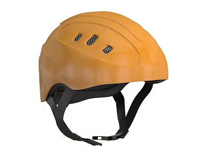 Orange Safety Helmet With Three Ventilation Holes And Black Straps 3d model
