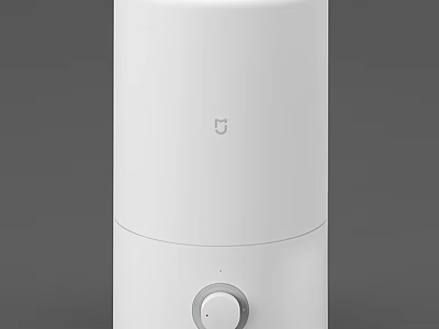 White Cylindrical Portable Household Appliance With Modern Design And Control Knob 3d model
