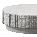 Round Concrete Textured Coffee Table Set With Two Different Sizes And Vertical Stripes 3d model