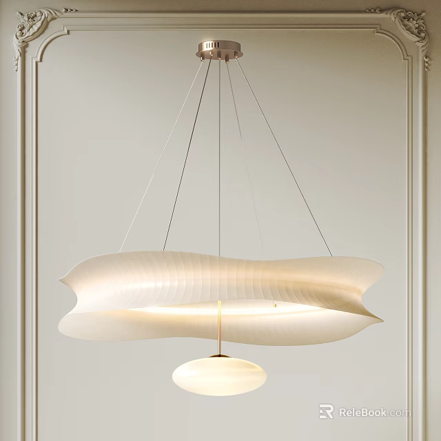 Modern Layered Pendant Light With Smooth White Curved Shade And Soft Glow 3d model 