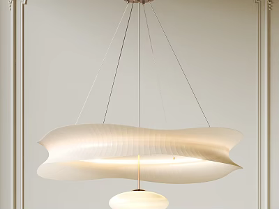 Modern Layered Pendant Light With Smooth White Curved Shade And Soft Glow 3d model