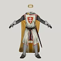 Game And Movie Character Wearing Golden Crown White Robe With Red Cross And Outstretched Arms