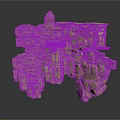Natural 3D Rock Formation Scene Component With Layered Structure And Platforms